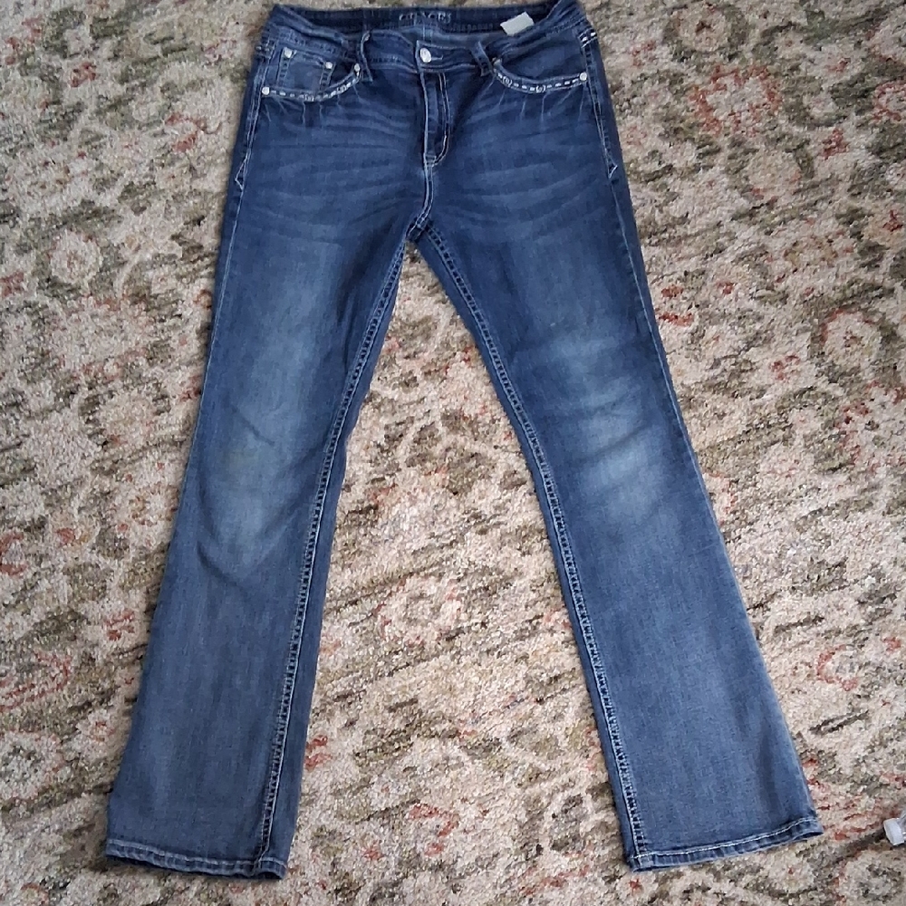 Grace in LA Embroidered Blue Jeans
